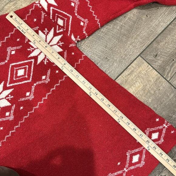Bundle 2 Christian Siriano Women's Fair Isle Mockneck Sweater & Hat Red Size L - Picture 4 of 12